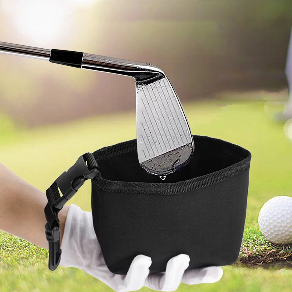 Portable Golf Cleaning Bag with Detachable Clip – Waterproof Liner, Cleans Club Grooves, Dry Exterior
