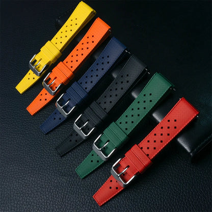 Classic Tropical Style FKM Watch Strap - 18mm, 20mm, 22mm Replacement Band for Seiko, Oris, Citizen