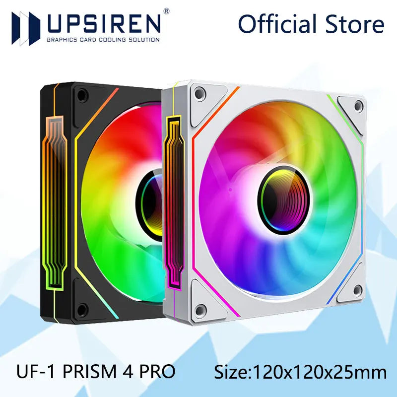 UPSIREN UF-1 PRISM 4 PRO 12cm ARGB Computer Chassis Fan – Quiet 4 Pin PWM Cooling Fan, 45.2CFM Air Volume (600-1500RPM)