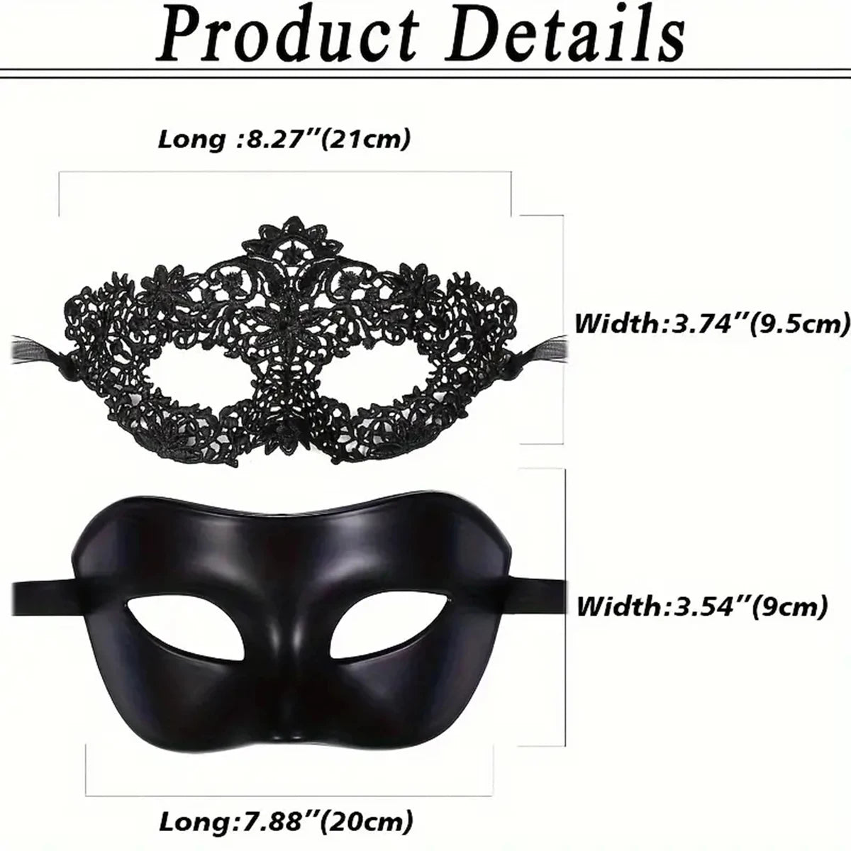 Elegant Black Lace Masquerade Mask Set – Perfect for Couples, Venetian Parties, Mardi Gras & Halloween Celebrations