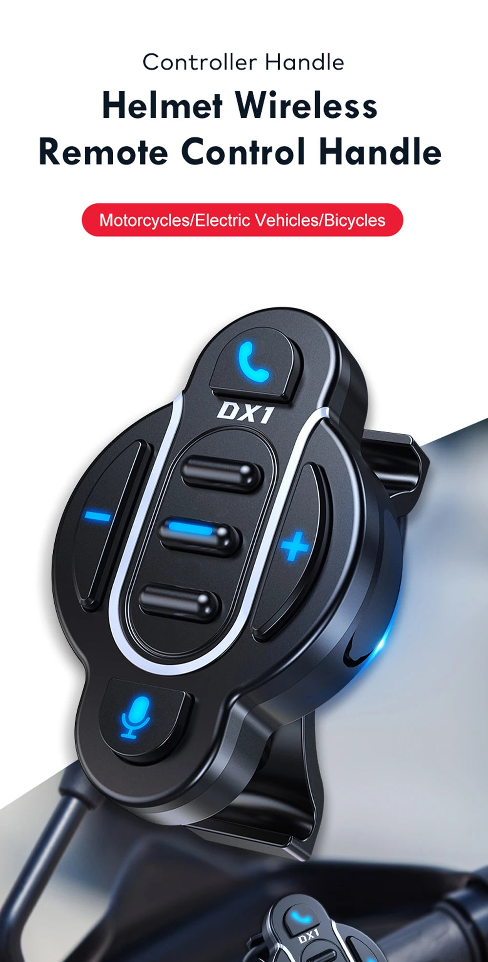 Universal Smart Bluetooth 5.4 Remote Control - Waterproof Wireless Media Controller for Motorcycle Helmet & Bike Handlebar