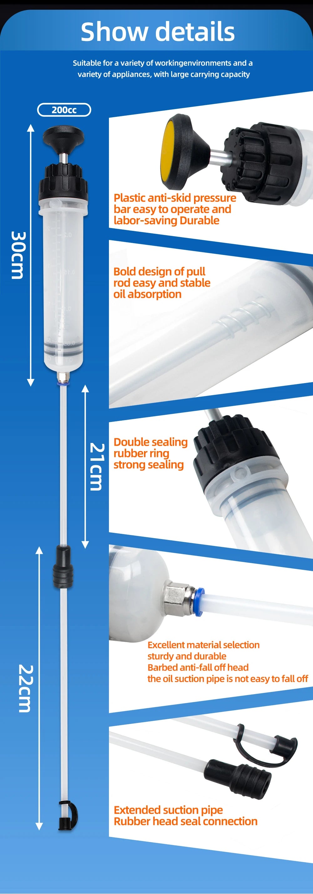 1.5L Oil & Fluid Extractor Pump – Automotive Oil Change Syringe Bottle, Fuel Transfer Hand Too