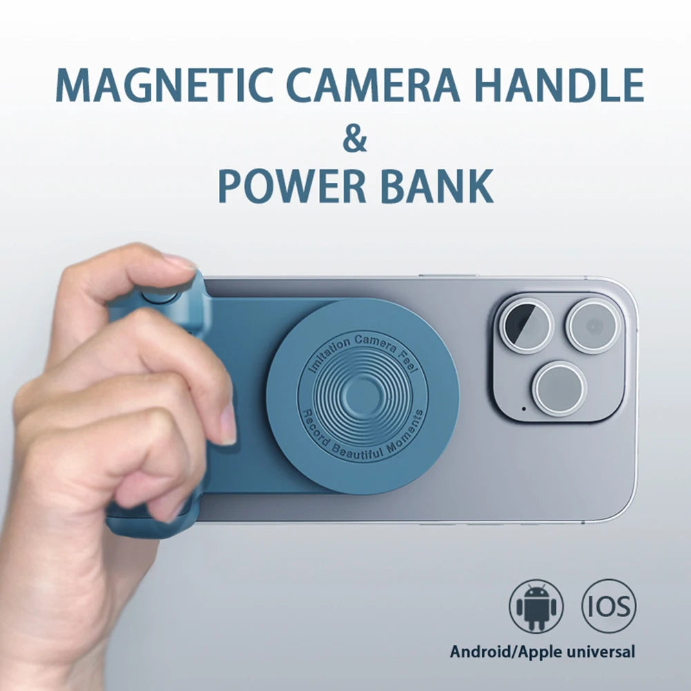 Bluetooth Magnetic Phone Grip: Camera Handle Photo Bracket - Anti-shake Selfie Device for Android & Apple, Magsafe Wireless Charging