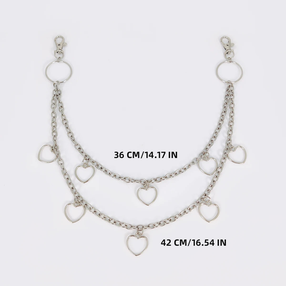 Unisex Jeans Pants Chain Belts - Punk Metal Crescent Geometric Bag Chain, Hip Hop Hipster Keychain for Men & Women