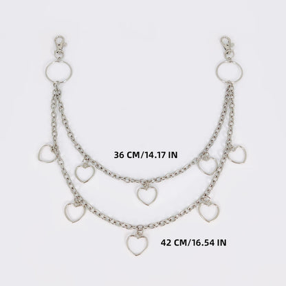 Unisex Jeans Pants Chain Belts - Punk Metal Crescent Geometric Bag Chain, Hip Hop Hipster Keychain for Men & Women