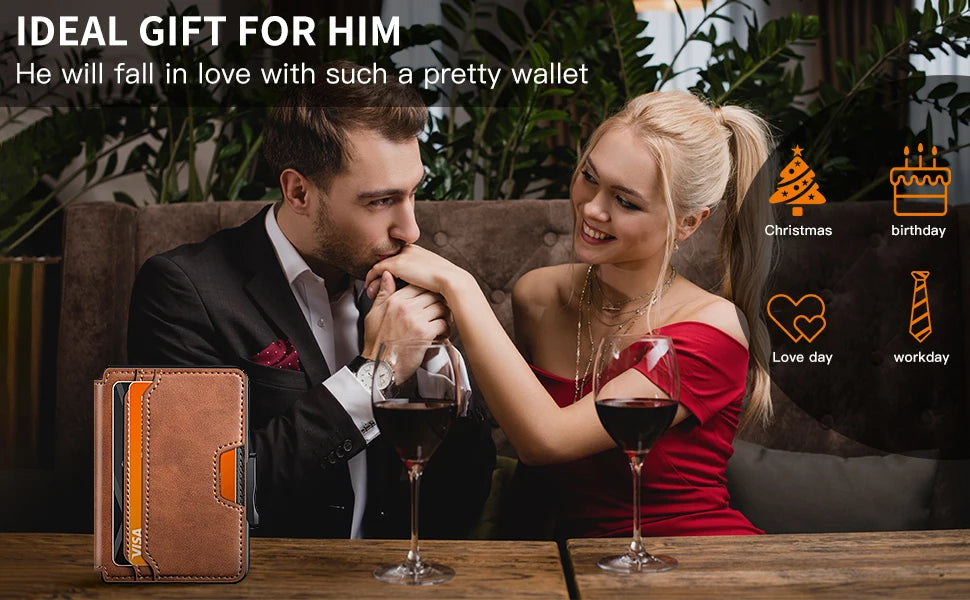 RFID Blocking Men’s Slim Pop-up Wallet – Minimalist Bifold Credit Card Holder