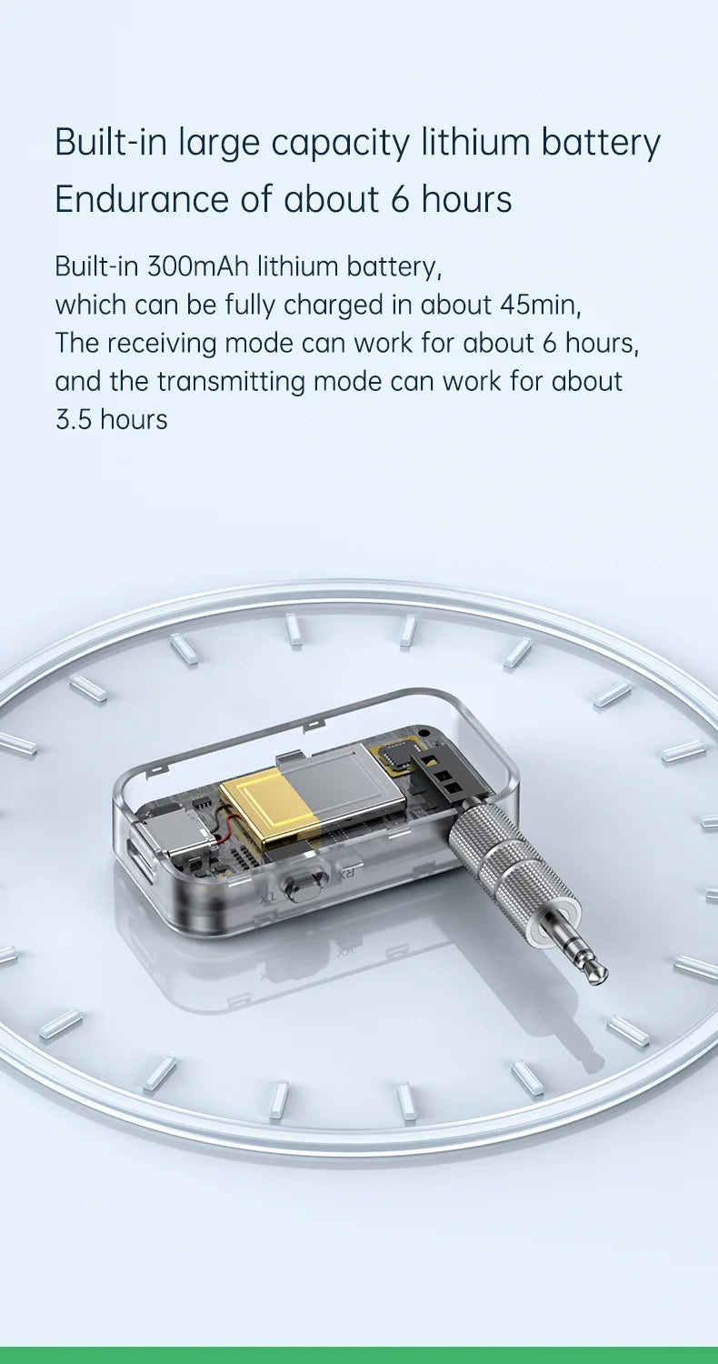 Bluetooth 5.3 Audio Adapter – Wireless Transmitter & Receiver for Car, Music, Headphones, Speakers, 3.5mm AUX