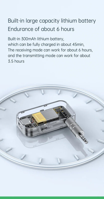 Bluetooth 5.3 Audio Adapter – Wireless Transmitter & Receiver for Car, Music, Headphones, Speakers, 3.5mm AUX