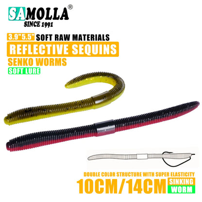 Soft Bait Senko Worms – 10cm/14cm, 10-15pcs Bag Wacky Stick Fishing Lures for Bass & All Fish