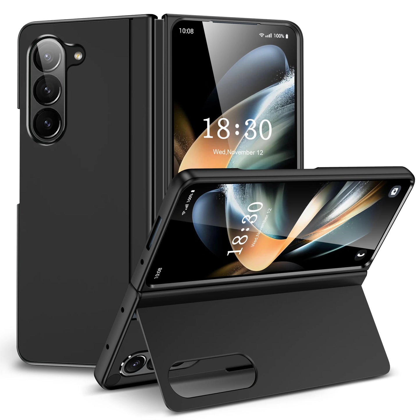 Full Coverage Hard PC + TPU Case for Samsung Galaxy Z Fold 5/4/3 5G – Anti-Fingerprint, Anti-Scratch, Heavy Duty with Holder, Matte & Non-Slip Design