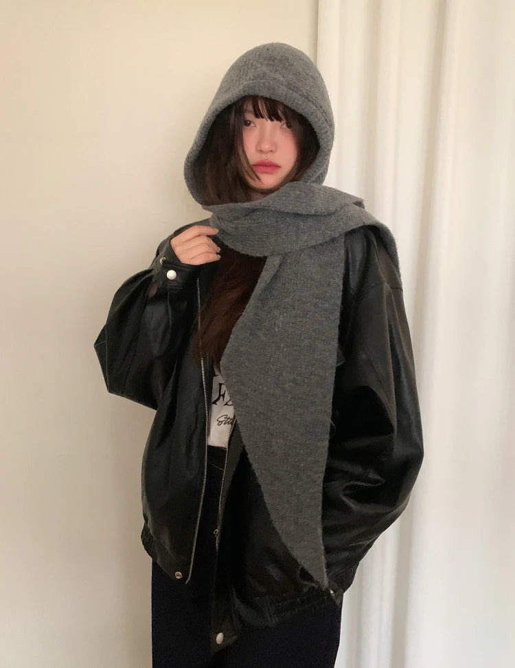 Autumn & Winter Hat and Scarf Set – Wool Knit Earmuffs, Fashionable Neck Warmer for Women