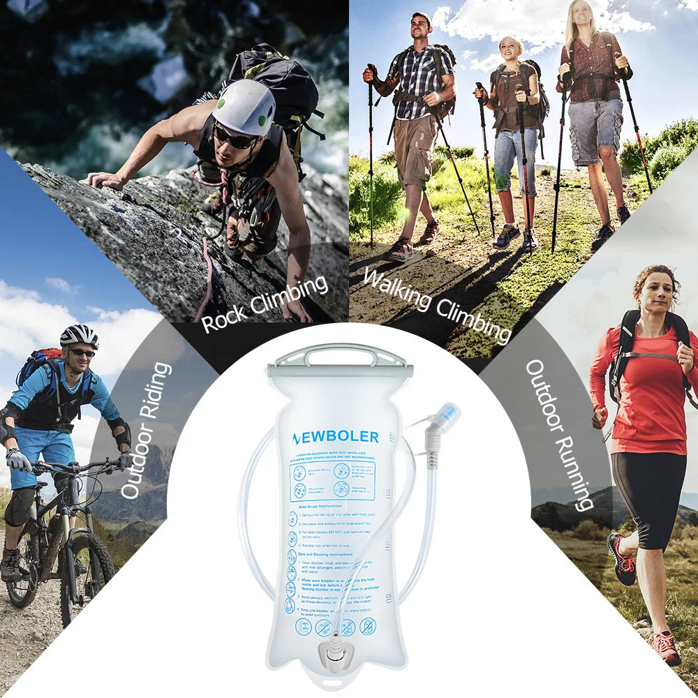 NEWBOLER Outdoor Sport Water Bladder — 1.5L/2L/3L TPU Soft Flask for Camping, Running & Biking