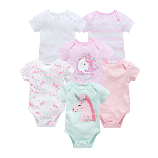 3/6PCS Baby Cotton Bodysuits – Short Sleeve Onesies for Newborns & Toddlers 0-12 Months, Boys & Girls