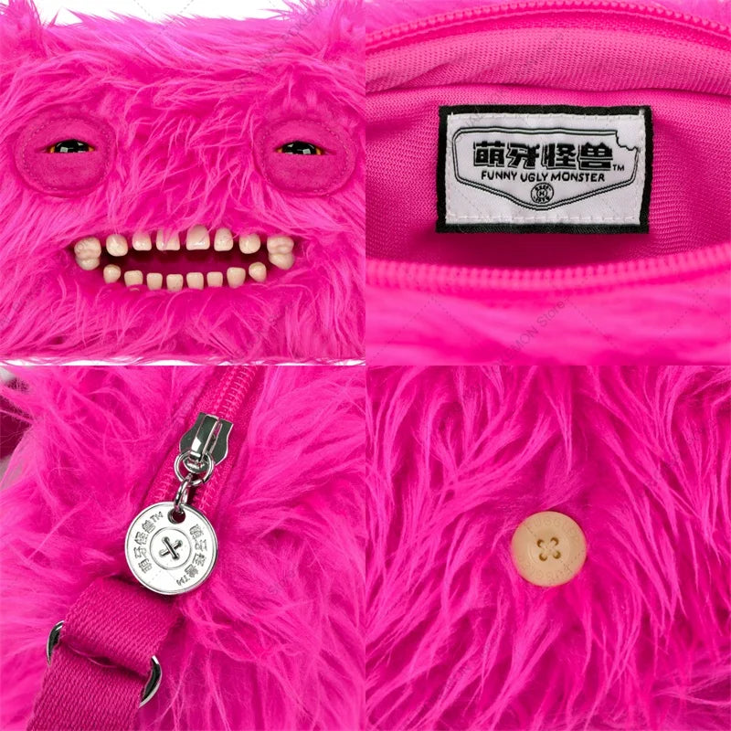 Original Fuggler Ugly Teeth Monster Plush Crossbody Bag – Kawaii Screech Mr. Buttons Shoulder Doll Gift