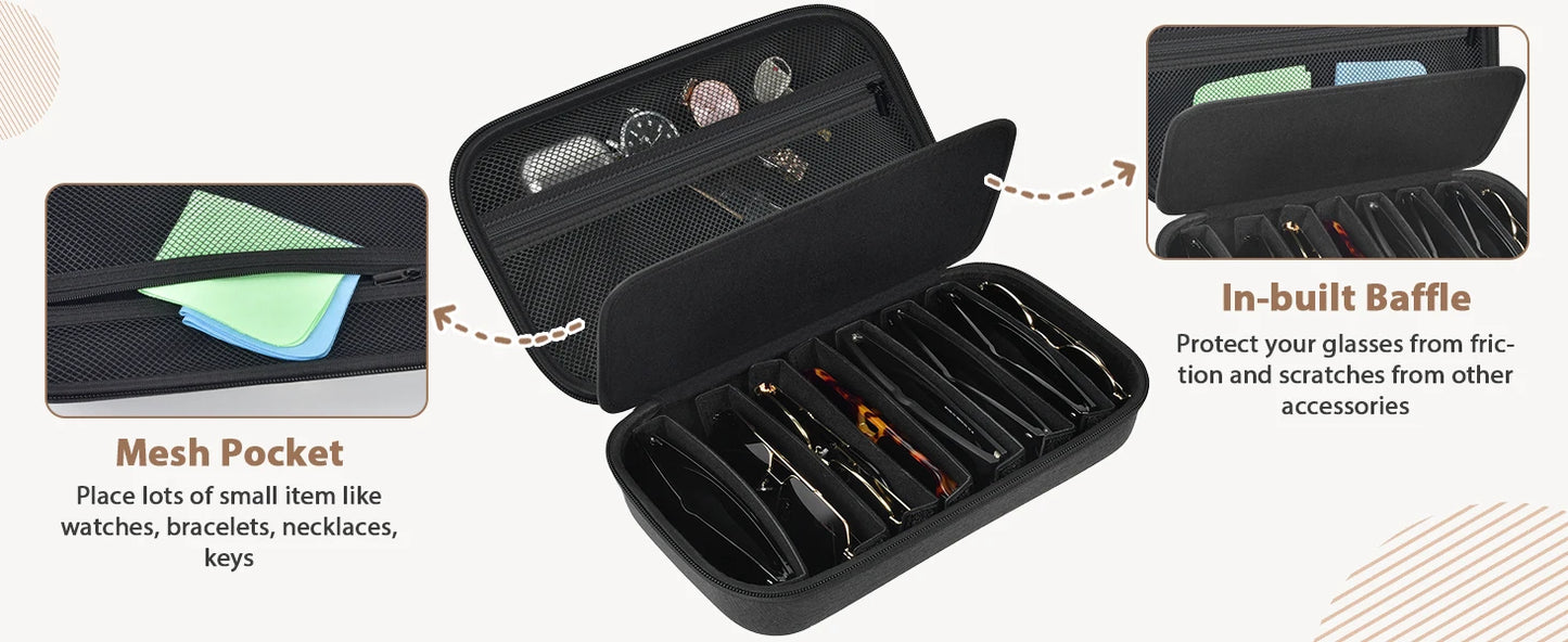 Travel Sunglasses Organizer Case for Quay Polarized Sunglasses – Men & Women Trendy Sunglass Storage Holder (Bag Only)