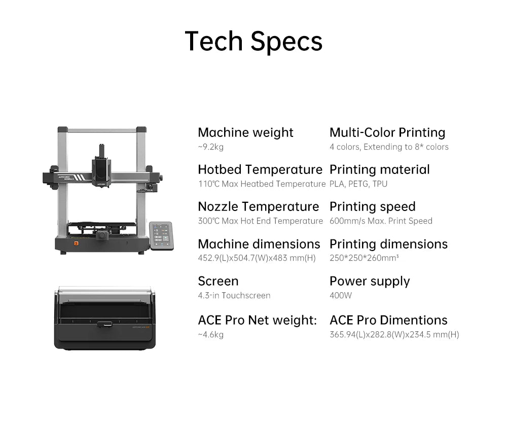 ANYCUBIC Kobra 3 Combo Multi-Color FDM 3D Printer – 600mm/s Speed, 250x250x260mm Build Volume