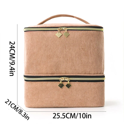 Nail Polish & Essential Oil Storage Bag – Portable Double-Layer Cosmetic Organizer with 30 Compartments