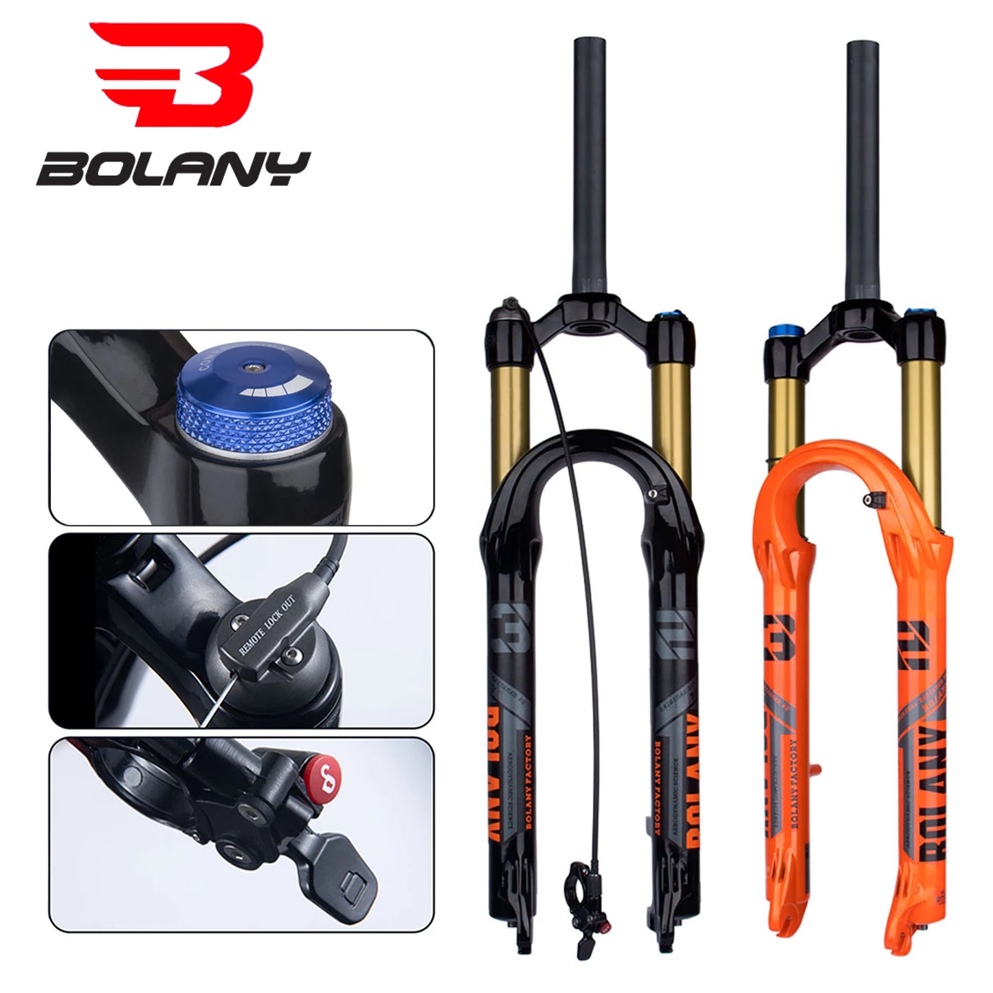 BOLANY Bike Air Fork – 27.5/29inch, 120mm Travel, Lightweight Magnesium Alloy Oil Air Suspension with Quick Release