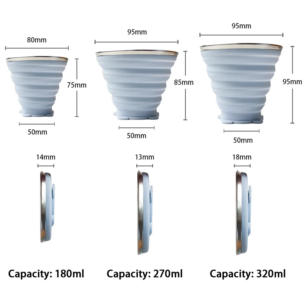 Collapsible Telescopic Silicone Water Bottle - Folding Cup for Outdoor Travel, Children, Teacups, and More