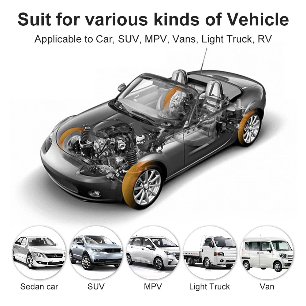 Solar Car TPMS Tire Pressure Monitoring System – External Sensors for 4 Wheels Tyre Pressure Detection