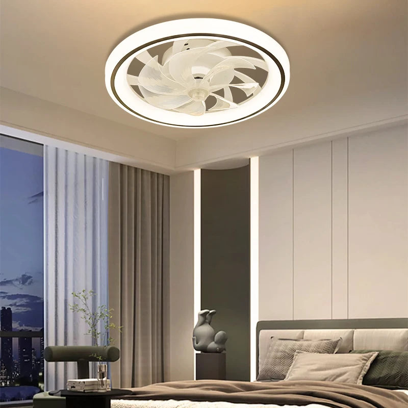 Smart Ceiling Fan with Lights Remote Control - Bedroom Decor Ventilator Lamp, 48cm Air Invisible Blades, Retractable & Silent