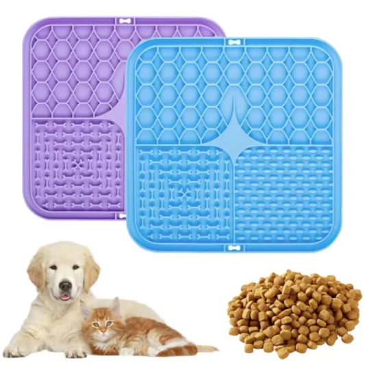 Pet Lick Silicone Mat for Dogs – Slow Feeder Plate, Dog Training Food Sucker, Bathing Distraction & Feeding Supplies