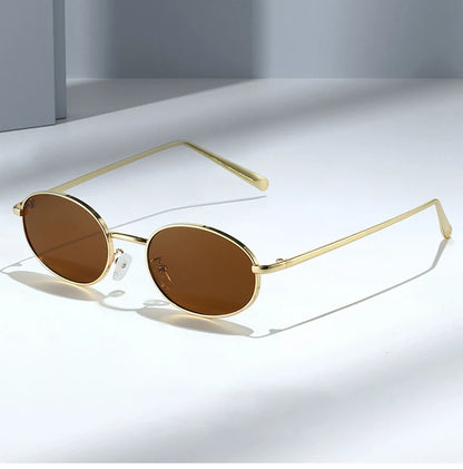 SHAUNA Retro Oval Metal Frame Sunglasses – UV400 Punk Style Shades for Women & Men