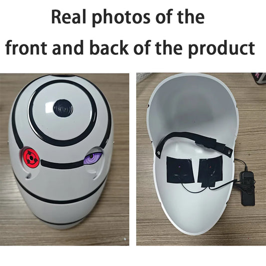 Akatsuki Tobi Uchiha LED Mask — Red Sharingan Glowing Full Face Cosplay Prop for Halloween & Anime Conventions