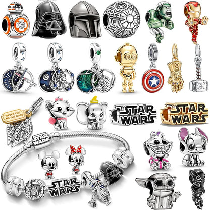Fall New 925 Silver Plated MINISO Marvel Star Wars Rescuers Pendant Charm – Fits Original Pandora Bracelet, DIY Jewelry for Women