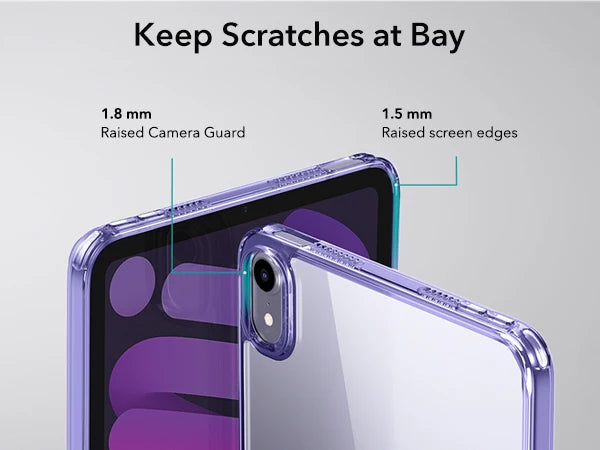 ESR Kickstand Case for iPad Mini 6/7 – Hybrid Protection Clear Back Cover with Stand & Pencil Support