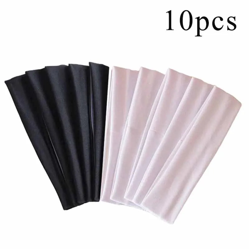 10 Pcs Elastic Hair Bands - Solid Color Fashion Headbands for Women, Sports, Running, Fitness, Yoga & Makeup Accessories