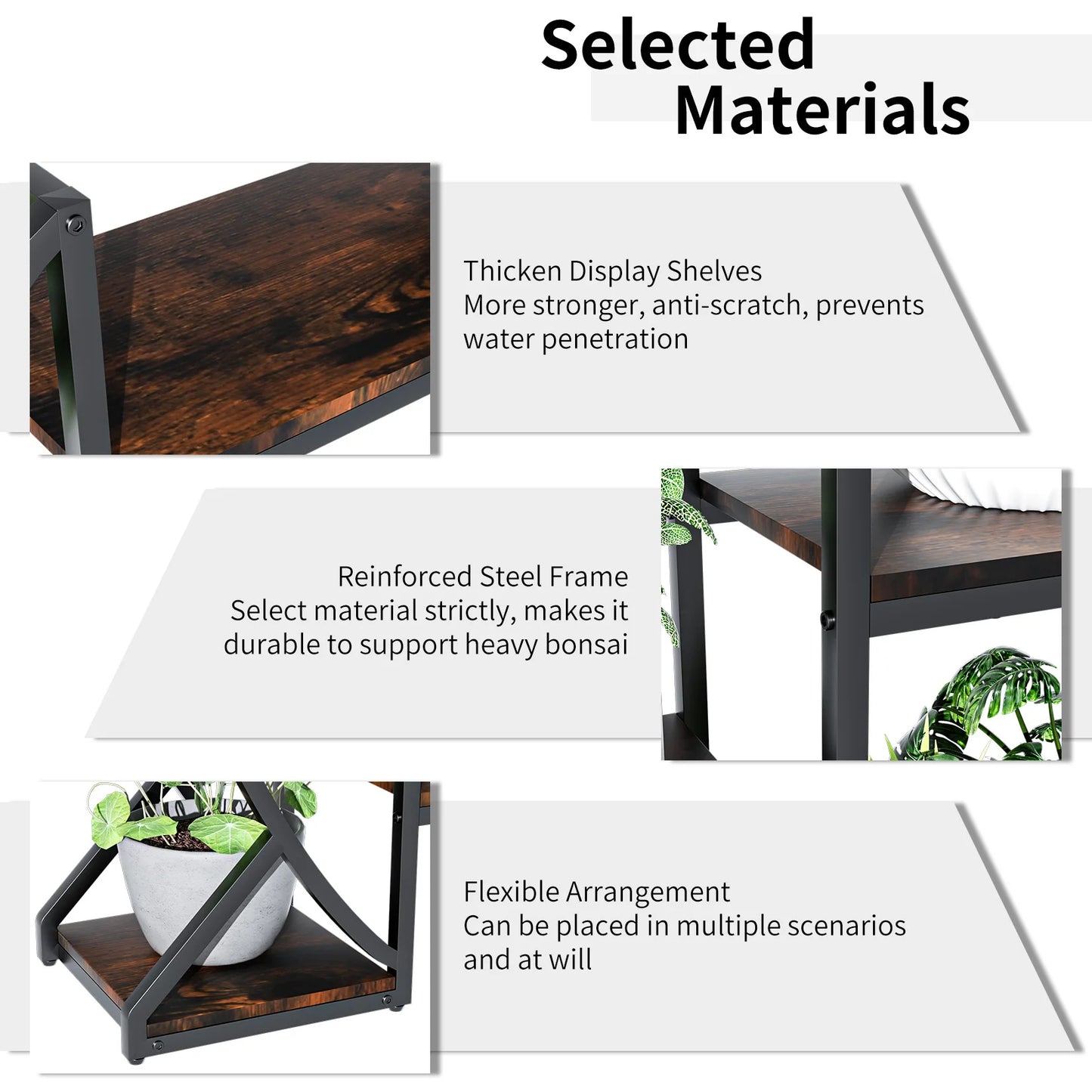 Large 5-Tier Metal and Wood Plant Stand – Flower Display Shelf and Living Room Bookshelf