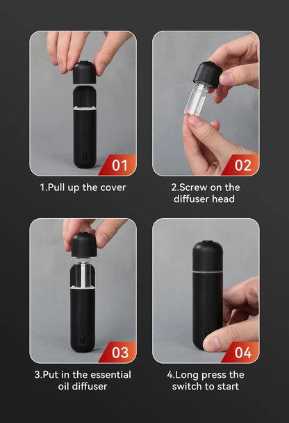 Mini USB Car Aroma Diffuser – Rechargeable Fragrance Oil Air Freshener with Essential Oil Vent Clip