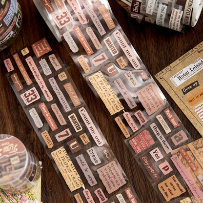 Mr. Paper 6 Style Retro English Theme Washi Tape – 1 Roll for DIY Crafts, Phone Case, Glass Bottle, Photo Frame Decoration