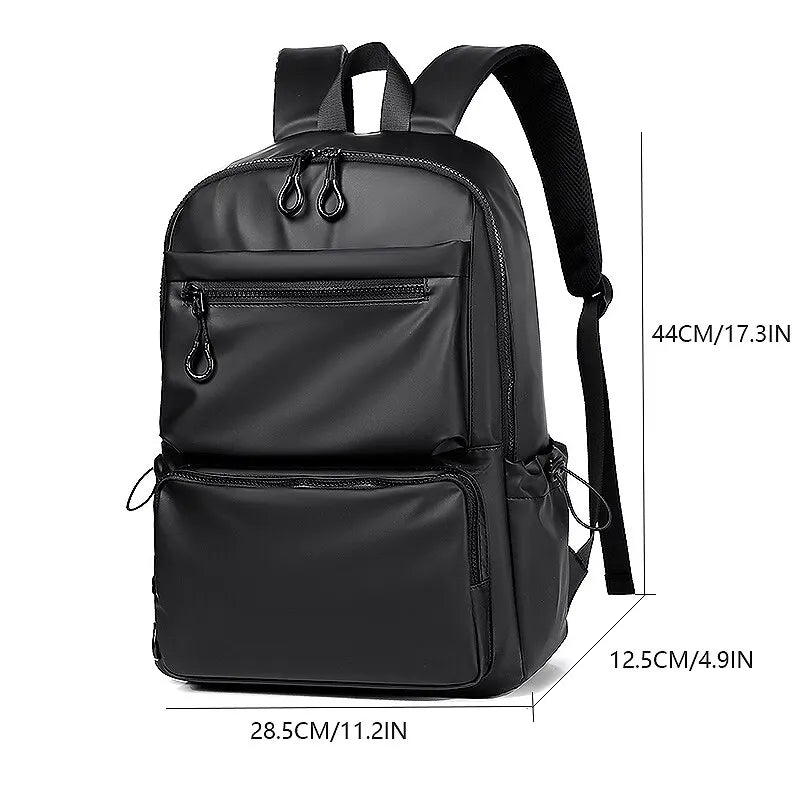 14 Inch Large Capacity Men's Backpack | Solid Color PU Travel Leisure Bag | Fashionable Computer Backpack for Students