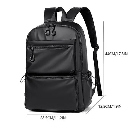 14 Inch Large Capacity Men's Backpack | Solid Color PU Travel Leisure Bag | Fashionable Computer Backpack for Students