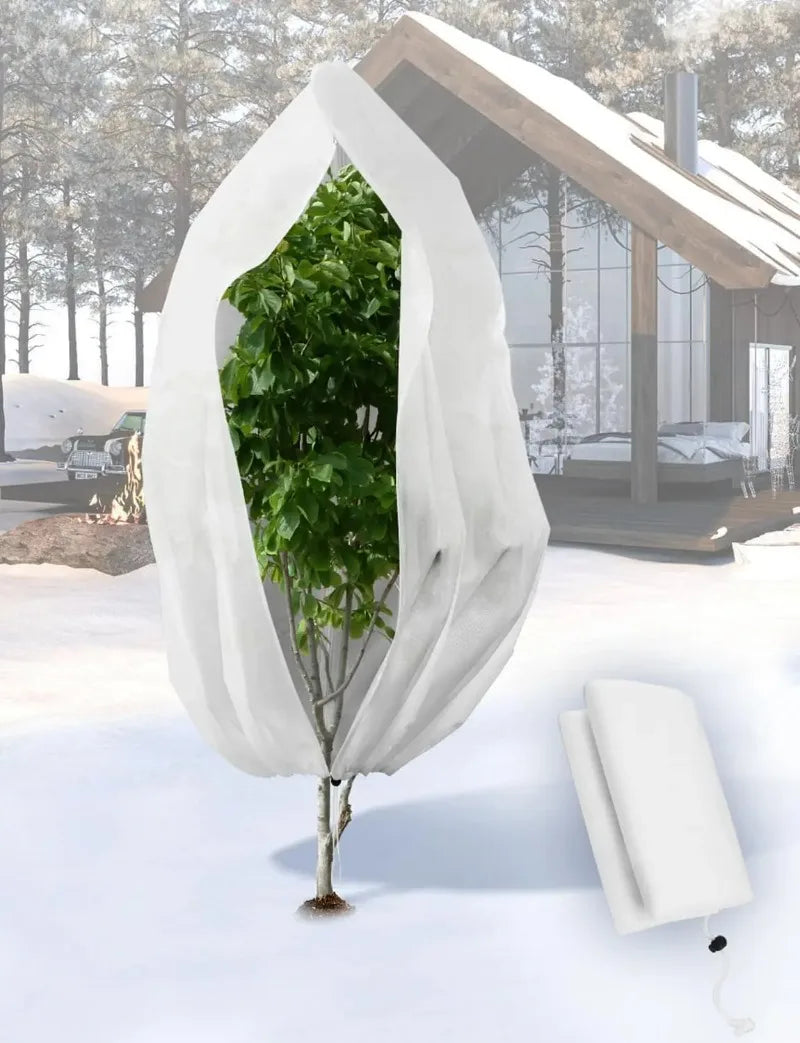 Multi-Size Winter Plant Protection Bag – Non-Woven Anti-Frost Cover with Zipper & Drawstring for Cold Weather Vegetation