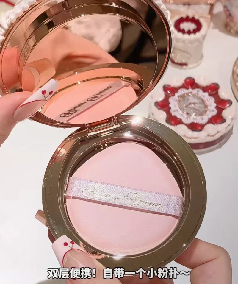 Flower Knows Strawberry Cupid Pressed Powder – Matte Soft Focus Oil-Control Setting Powder for Long-Lasting Finish