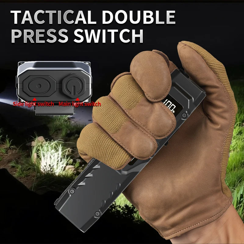 Portable 800 Lumens USB Rechargeable Tactical Flashlight – IPX4 Waterproof LED COB Work Light for Camping