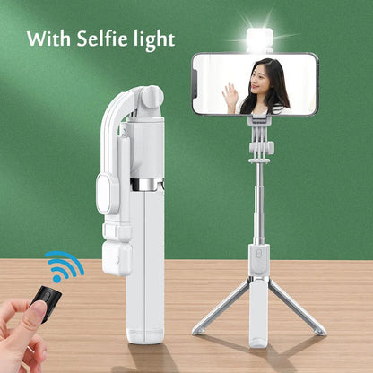 Portable Bluetooth Selfie Stick Tripod with Light & Remote | 103cm Retractable Phone Holder