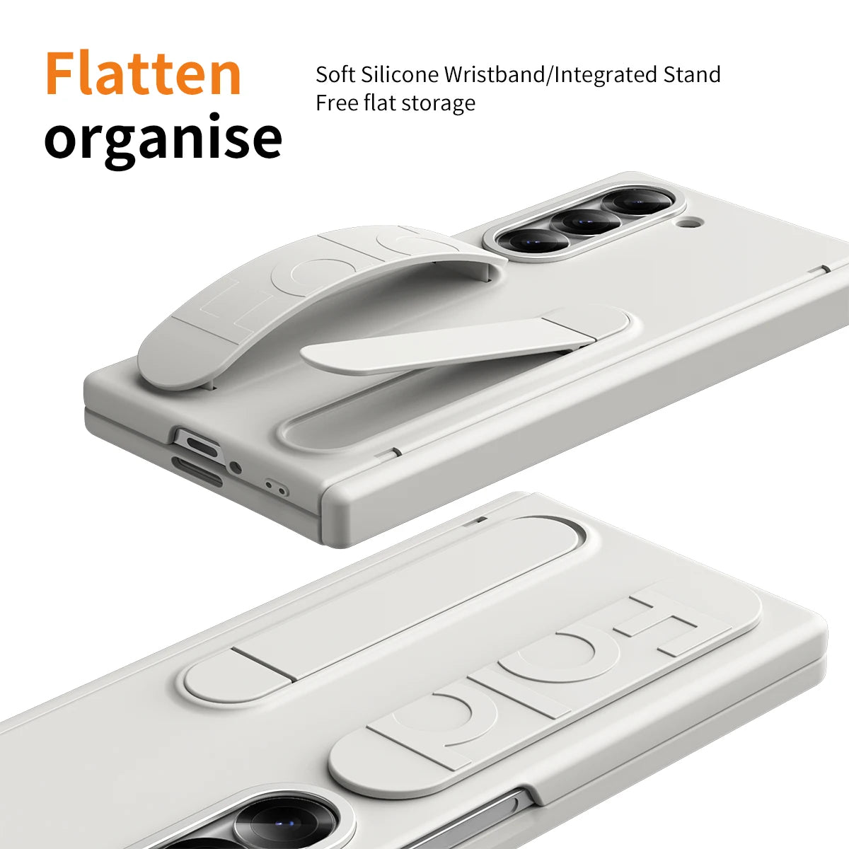 Original Silicone Grip Phone Case for Samsung Galaxy Z Fold 4-7 – Stand & Hinge Protective Cover with Glass Film