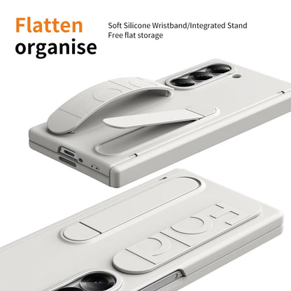 Original Silicone Grip Phone Case for Samsung Galaxy Z Fold 4-7 – Stand & Hinge Protective Cover with Glass Film