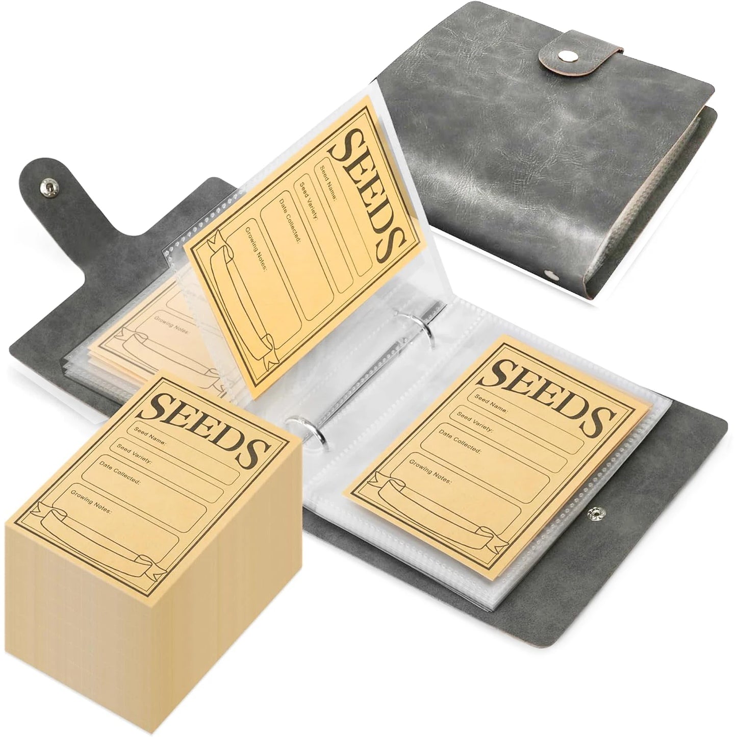 Garden Seed Storage Organizer Binder – 50 Self-Sealing Seed Envelopes for Easy Seed Packet Organization