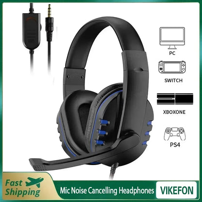 Upgraded Wired Gaming Headset with Mic – Noise-Cancelling Headphones for PC, PS4/PS5, Switch & Laptop