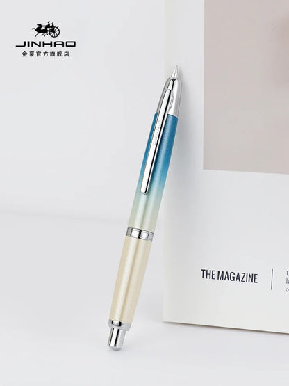 JINHAO 10 Metal Pearl Blue Fountain Pen – EF/F Nib, Pattern Design | Ink Pens for School, Office & Gifts