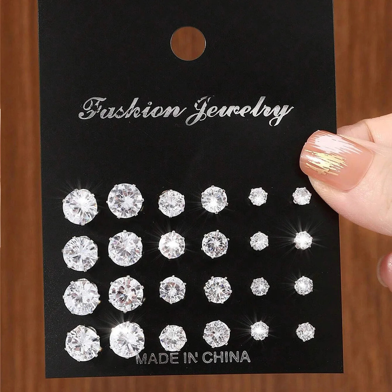 12 Pairs Luxury Zirconia Earrings – Elegant Shiny Stud Set for Parties, Gifts, and Couples