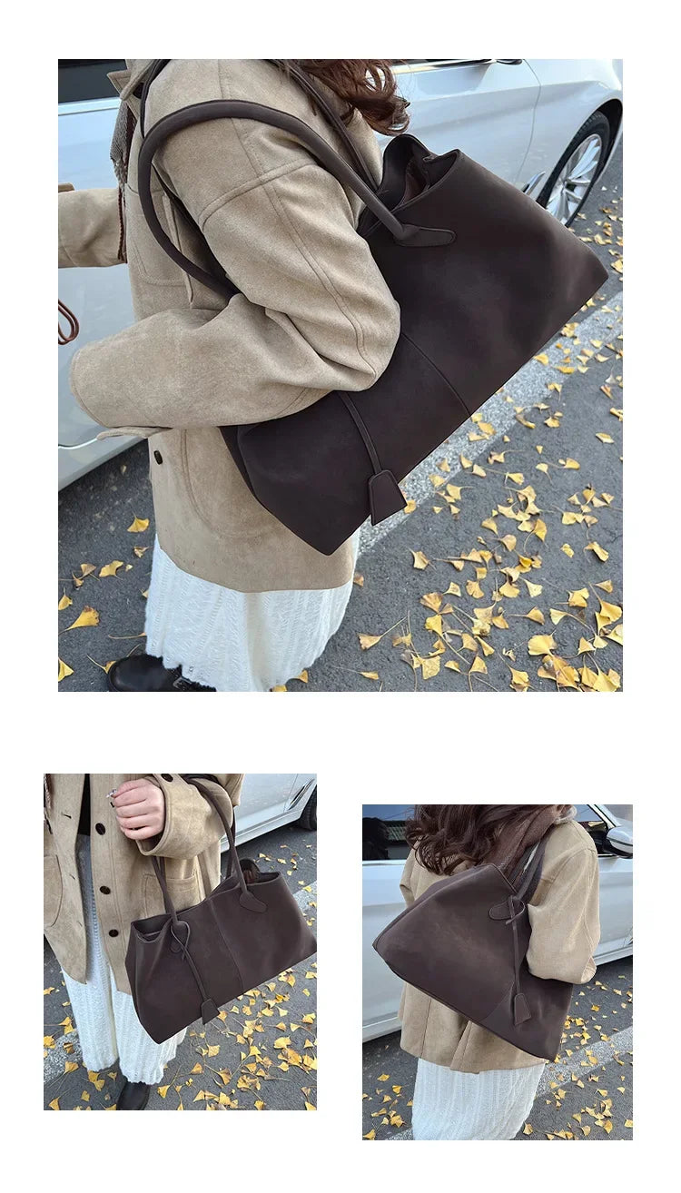 2025 Women’s Faux Suede Handbag – High-Quality, Versatile Large Capacity Shoulder Bag