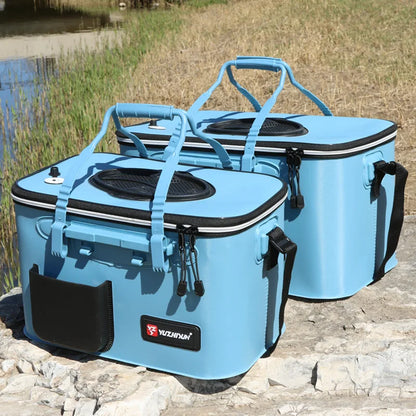 Multifunction Fishing Bucket with Oxygen Pump – Portable Tackle Box & Live Fish Storage Barrel for Camping & Outdoor