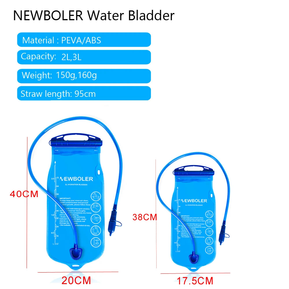 NEWBOLER Water Bladder Hydration Pack — BPA-Free 2L/3L Reservoir for Running, Hiking & Backpacking