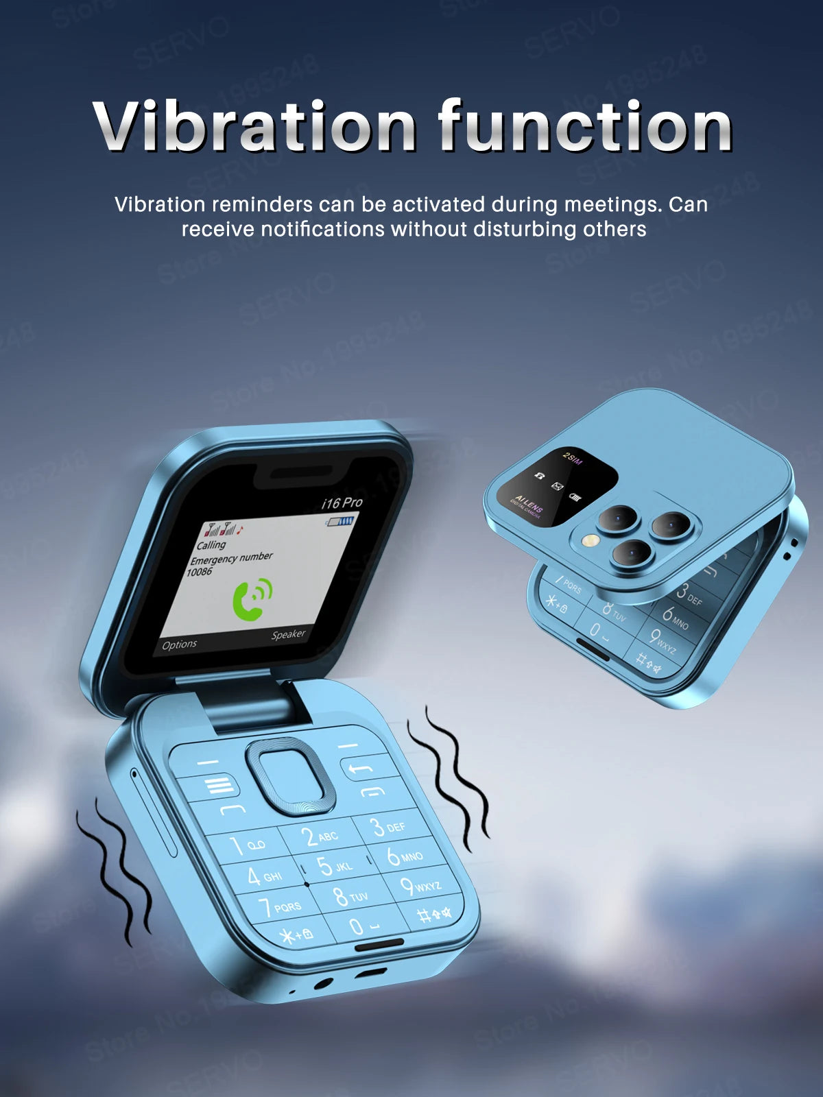 SERVO I16 Pro Mini Fold Mobile Phone — Dual SIM 2G GSM Flip Cellphone with Speed Dial, FM, 3.5mm Jack & Video Player